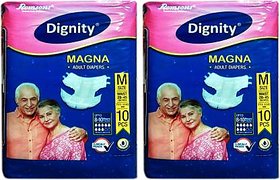 Romsons Dignity Magna Adult Diapers Medium 10 Pcs, Waist Size 28-45, (Pack of 2) Adult Diapers - M  (20 Pieces)