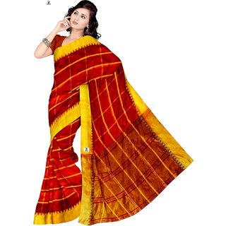                       Urantex Women's Check Print/Chaks/checks Pure Silk Saree Sari                                              