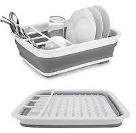 Drying Drainer Silicone Folding Dish Rack with Spoon Fork Knife Storage Holder Organizer Strainer