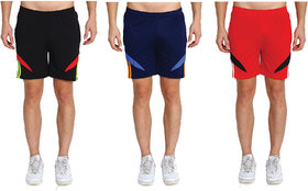 MRD UNISEX RUNNING  SPORTS SHORTS COMBO WITH ZIPPER POCKETS (FREE SIZE WAIST 28 to 34 INCH) (PACK of 3)