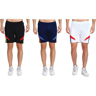 MRD UNISEX RUNNING  SPORTS SHORTS COMBO WITH ZIPPER POCKETS (FREE SIZE WAIST 28 to 34 INCH) (PACK of 3)
