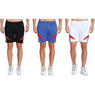 MRD UNISEX RUNNING  SPORTS SHORTS COMBO WITH ZIPPER POCKETS (FREE SIZE WAIST 28 to 34 INCH) (PACK of 3)