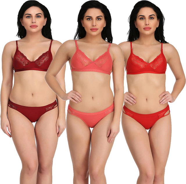 Buy Regular Use Innerwear Lingerie Sets for Women Girls Pack of 3 Online @  ₹299 from ShopClues