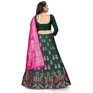 Exclusive Women Indian Heritage Leheriya Banarasi Silk Semi-stitched Lehenga Choli 2025 at ShopC