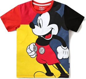 Boys Disney Mickey Cotton Printed Round Neck Tshirts
