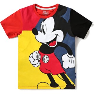 Boys Disney Mickey Cotton Printed Round Neck Tshirts