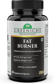Greeniche Fat Burner with L-Carnitine, Garcinia Cambogia, Green Tea, Green Coffee Extract for Weight Loss- 60 Capsules
