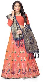 Indian Heritage Leheriya Banarasi Silk Semi-stitched Lehenga Choli