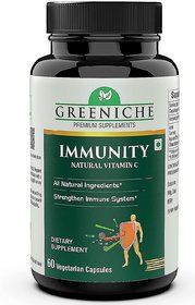 Greeniche Immunity Booster with Natural Vitamin C  Zinc - 60 Veg Capsules