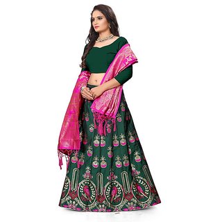 Exclusive Women Indian Heritage Leheriya Banarasi Silk Semi-stitched Lehenga Choli 2025 at ShopC