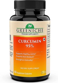 Greeniche Curcumin 95 Curcuminoids  Immune  Joint Support  500mg - 60 Veg Capsule