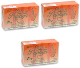 Pure Herbal Papaya Fruity Soap 3 In 1 Skin Whitening Soap (3 x 135 g)