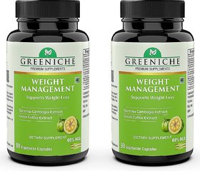 Greeniche Weight Management Natural and Herbal Garcinia Cambogia Extract with Green coffee - 90 Veg Capsules( PACK OF 2)