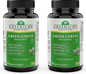 Greeniche Raw Green Coffee Bean Extract 800 mg for Weight loss- 90 Veg capsules(PACK OF 2)
