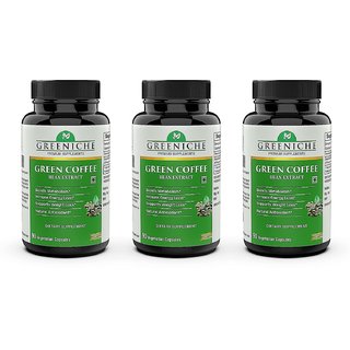 Greeniche Raw Green Coffee Bean Extract 800 mg for Weight loss- 90 Veg capsules(PACK OF 3)