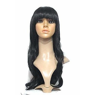 Bedazzled Hairs Long Wavy Human Hair for Women(size 26,Black)