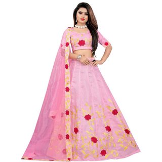 Buy Today Deal Pink Dupion Silk Embroidered Lehenga Choli Online