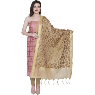                       Mansha Fashions Women's Banarasi Masterize Cotton Unstitched Suit Dress Material Pink                                              
