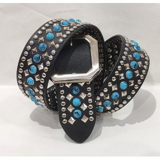 Salman Turquoise Firoza Studded Belt