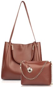 TMN Tan Handbag with Golden Sling Bag-HB-TAN/GS-TAN