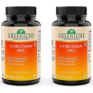                       Greeniche Curcumin 95 Curcuminoids  Immune  Joint Support  500mg - 90 Veg Capsules (Pack of 2)                                              