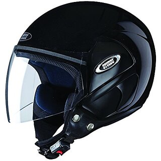 Studds Cub SUSCOFHBLKL Open Face Helmet (Black, L)