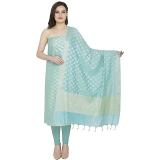                       Mansha Fashions Women Banarasi Salwar Suit Dress Material SKY BLUE                                              