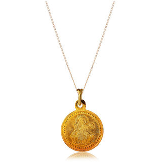 KESAR ZEMS Golden Plated  Brass Saraswati Yantra Pendant  for Unisex In Round shape (2.5x2.5x0.1 cm)Golden)