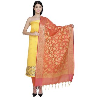                       Mansha Fashions Women Banarasi Salwar Suit Dress Material Yellow                                              