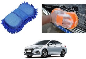 Auto Addict Car Bike Washing Microfiber Cleaning Gloves Sponge Mitt 1pc For Hyundai Verna Nextgen 2017