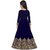 Femisha Creation Girls Navy Blue Taffeta Satin Wedding Wear Semi Stitched Gown