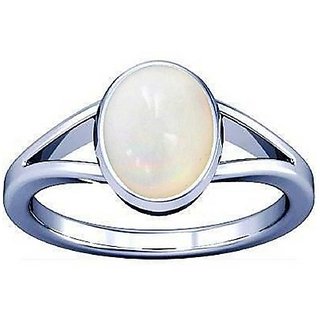                       2 ratti natural Opal  Stone pure Silver Ring for unisex by CEYLONMINE                                              