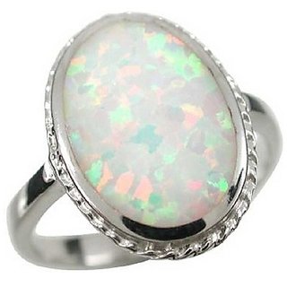                       2 ratti Natural Opal  Stone Unheated Lab Certified pure Silver Ring by CEYLONMINE                                              