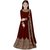 Femisha Creation Maroon Satin Embroidered Girls Traditional Party Wear Semi Stitched Gown(Free Size)
