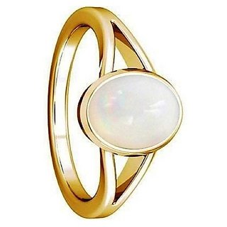                       Opal Stone 2 Ratti Lab Certified Punchdhatu gold plated Ring by CEYLONMINE                                              