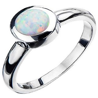                       2 ratti Natural Opal Stone Adjustable silver Ring for Astrological Opal Ring by CEYLONMINE                                              