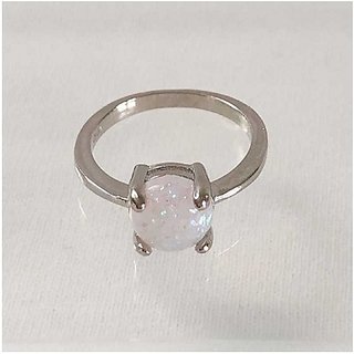                       3.25 Carat Natural Stone Silver Opal  Ring for unisex by CEYLONMINE                                              