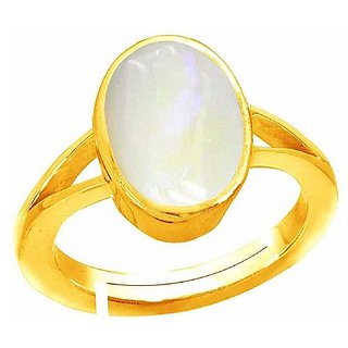                       Opal ADJUSTABLE gold plated RING WITH NATURAL AND CERTIFIED 4 RATTI by CEYLONMINE                                              