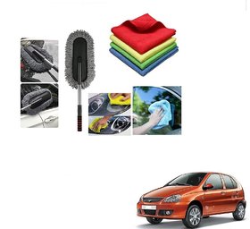 Auto Addict Combo Car Microfiber Duster, Cloth 300 GSM 40x40 cm (4pcs) car Cleaning Brush For Tata Indica