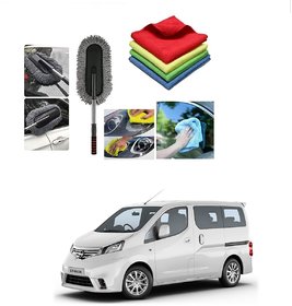 Auto Addict Combo Car Microfiber Duster, Cloth 300 GSM 40x40 cm (4pcs) car Cleaning Brush For Nissan Evalia