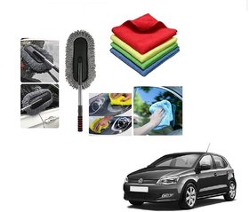 Auto Addict Combo Car Microfiber Duster, Cloth 300 GSM 40x40 cm (4pcs) car Cleaning Brush For Volkswagen Polo