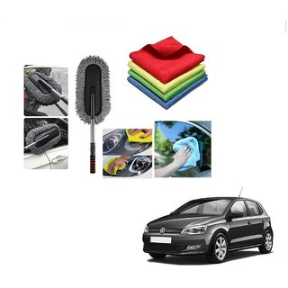 Auto Addict Combo Car Microfiber Duster, Cloth 300 GSM 40x40 cm (4pcs) car Cleaning Brush For Volkswagen Polo