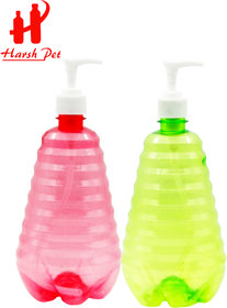Harsh Pet Refillable Pump-top Bottle for Lotion/Shampoo/Sanitizer 1000 ml (Red and Green, Set 2)