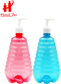 Harsh Pet Refillable Pump-top Bottle for Lotion/Shampoo/Sanitizer 1000 ml (Red and Blue, Set 2)