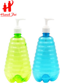 Harsh Pet Refillable Pump-top Bottle for Lotion/Shampoo/Sanitizer 1000 ml (Blue and Green, Set 2)