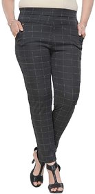 Causual/Formal Checks Stretchable High Waist Stylish trouser/ Jeggings for Girls  Women