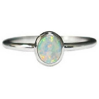                       6 Ratti Lab Certified Stone 100% Original Opal  silver Ring for unisex by CEYLONMINE                                              