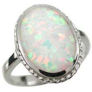                       7.25 ratti Natural Opal  Stone Unheated Lab Certified pure Silver Ring by CEYLONMINE                                              