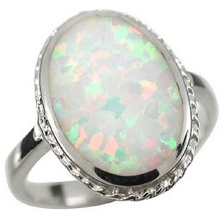 10.5 ratti Natural Opal  Stone Unheated Lab Certified pure Silver Ring by CEYLONMINE