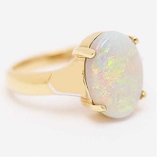                       Unheated 10.5 Carat  Opal Gold plated Ring 100% Original & Certified Stone by CEYLONMINE                                              